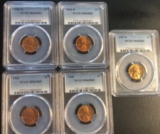 1942-d 1947-s 1948 1949 1949-d Pcgs Ms65rd Ms64rd Ms63rd Lincoln Cent Penny 5lot 1942-d 1947-s 1948 1949 1949-d Pcgs Ms65rd Ms64rd Ms63rd Lincoln Cent Penny 5lot