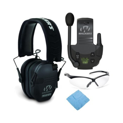 Walker s Razor Slim Electronic Muff (Black) with Walkie Talkie and Glasses