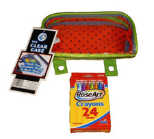 🍉 Case-It Watermelon Pencil Pouch & Crayon Lot Case Bag New NWT School Supply