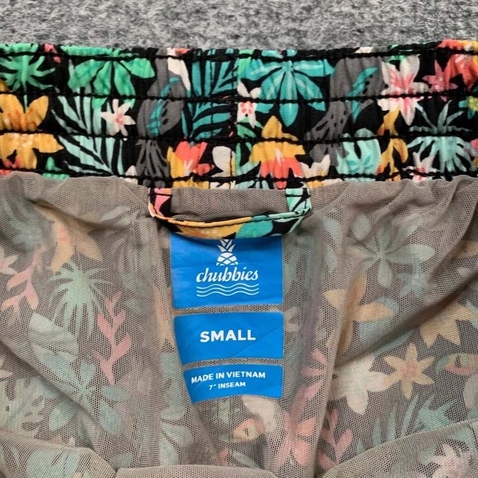 Chubbies Shorts Mens S Small Black Floral Bloomerangs Lined Beach Swim Trunks - Image 4 of 4