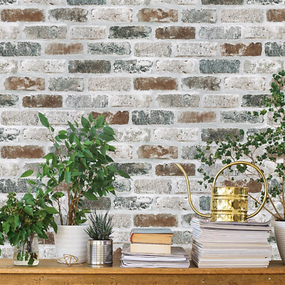 Vintage 3D Brick Peel and Stick Wallpaper - Red/Blue/Grey Self-Adhesive Decor