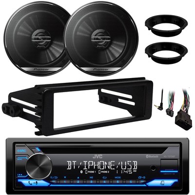 JVC Single-DIN Bluetooth CD Stereo W/Kit, 2x 6.5'' 300W Max Speakers W/Adapters