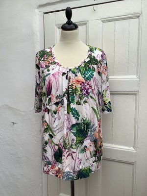ERFO BE YOURSELF FLORAL PRINT SHORT SLEAVE JERSEY TOP WORN ONCE 44/UK 16 £58