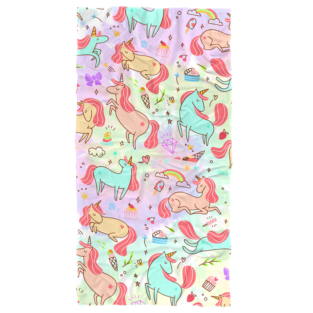 Aloof Unicorn Treat Pattern Beach Towel 30