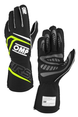 OMP First Gloves FIA 8856-2018 Racing Motorsport BLACK/YELLOW