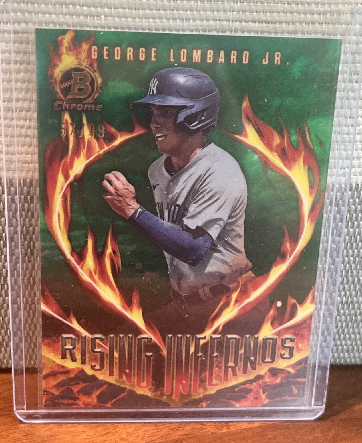 2024 Bowman Chrome Rising Infernos George Lombard Jr Green # 57/99 - Yankees 🔥