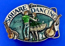 Couple Square Dancing American Folk Dance Vintage 1985 Siskiyou Belt Buckle G-30