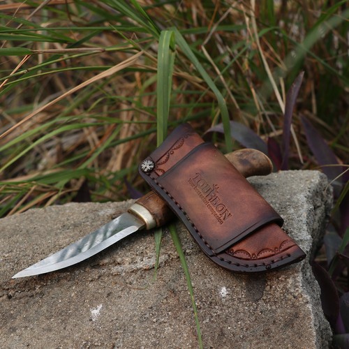 TOURBON Leather Knife Sheath Belt Holster Cover Pocket for up to 4.3" Blade Gift - Picture 15 of 24
