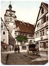 Germany, Rothenburg o/T, White Tower photochrome, vintage photochrome 