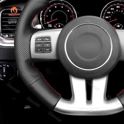 Funda de volante MEWANT DIY negra cuero sintético para Dodge Challenger SRT Charger SRT - Imagen 4 de 11