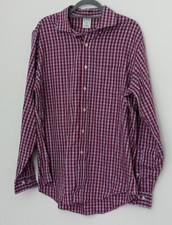 Brooks Brothers Men's Size Large Red  Blue Plaid Slim Fit Button Up Shirt