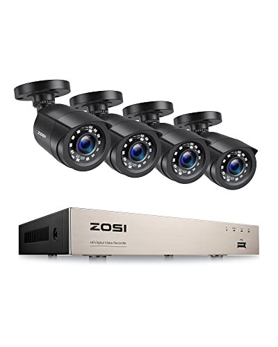 DVR 8CH 5MP ZOSI avec 4 caméras de surveillance filaires h.265+