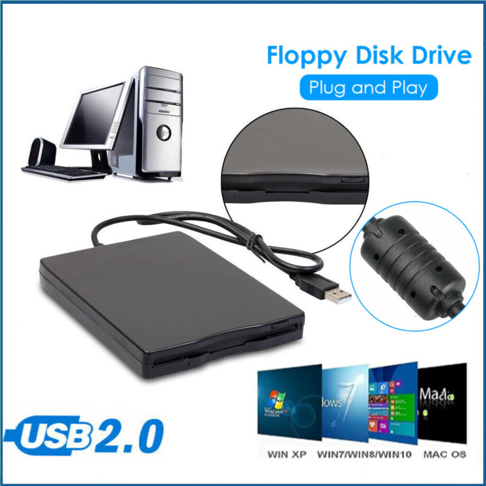 USB Floppy Disk Drive, Floppy Disk Reader 3.5 inch Portable USB External 1.44-image