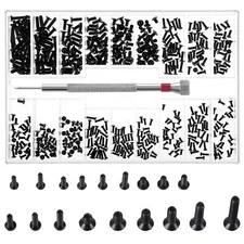 Small Screws Assortment Kit M1.2 / M1.4 / M2.0 Tiny Micro Screws Set Black 500pc