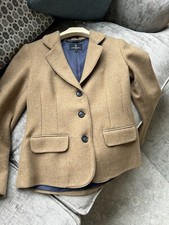 Katherine Hooker Caramel Blazer Jacket Uk 12 100% Wool Made In England
