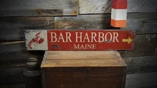 Custom Bar Harbor Maine Wood Sign - Rustic Hand Made Wooden