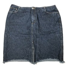 Vintage Jean Skirt Venezia Denim Knee Length "Raw" Hem 18 1990s J