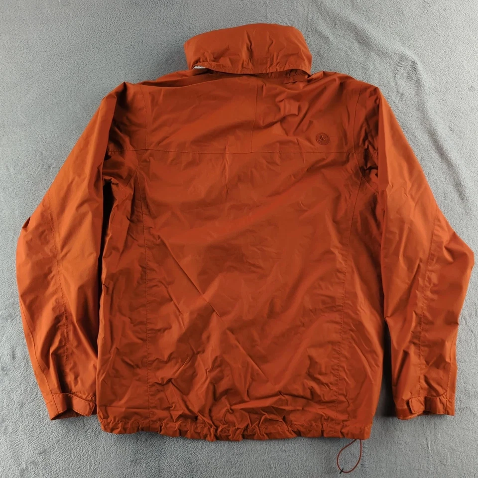 Marmot Jacket Mens Medium Orange Hooded Rain Shell Nylon Outdoor CC-440 - Image 3 of 4