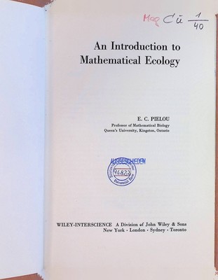 An Introduction to Mathematical Ecology Pielou, E. C.: