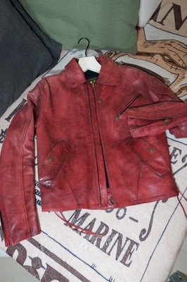 Belstaff Lederjacke Herren Rot Vintage Biker Größe L Original Leather Jacket