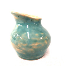 Vintage Mini Art Pottery Pitcher Vase Turquoi...