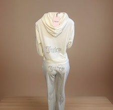 2pc Juicy Couture Velour Bling White Flare Leg Tracksuit Set Women  s Large NWT