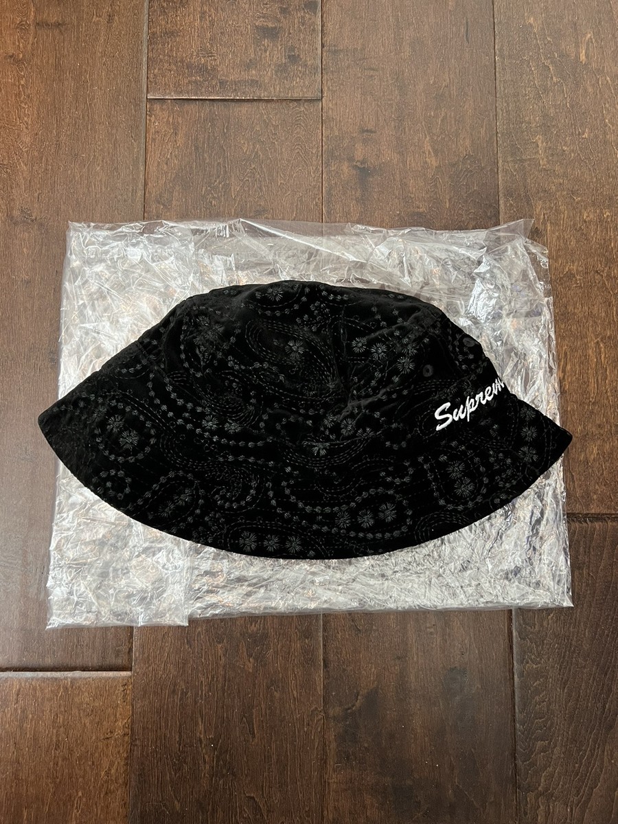 帽子 FW23 Supreme Velvet Paisley Boonie M/L Supreme FW23 Velvet Paisley Boonie Hat Cap Black Size M/L