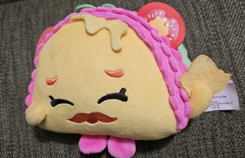 Shopkins Plush Taco Terrie Soft Stuffed Toy Just Play Mustache Tomato Lettuce - Image 2 of 4