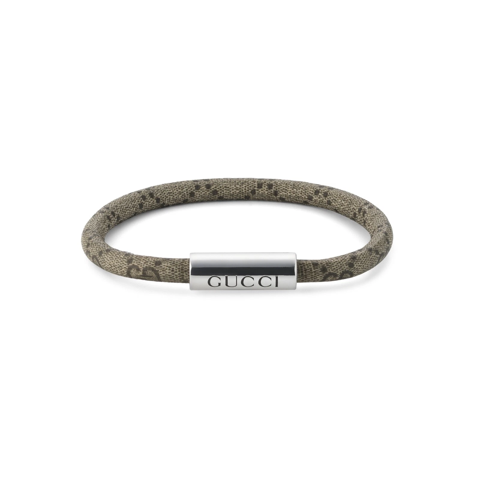 Gucci YBA797156001 Trademark Bracelet in beige ebony GG Supreme canvas and s