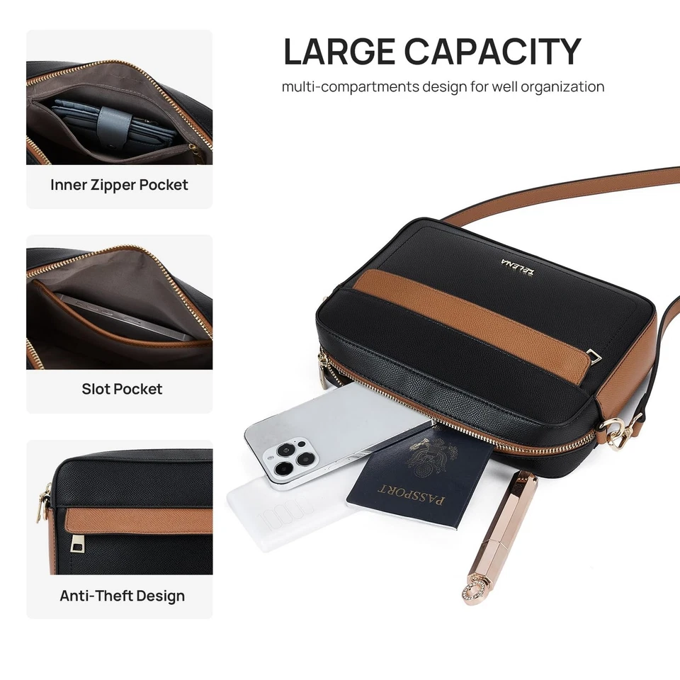 Bandolera Telena para Mujer Bolso Bandolera Acolchado de Moda Cuero Sintético Puro... Foto 4 de 4