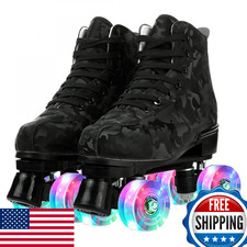 Risup Roller Skates for Women and Men - Cowhide High-Top Shoes, Classic Double-R