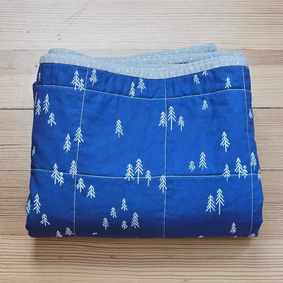 Handmade Baby Quilt Blanket Blue Unisex Cotton Tummy Time or Stroller Throw