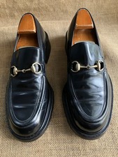 Gucci Mens Black Leather Slip On Horsebit Loafers Size UK 6 || US 7