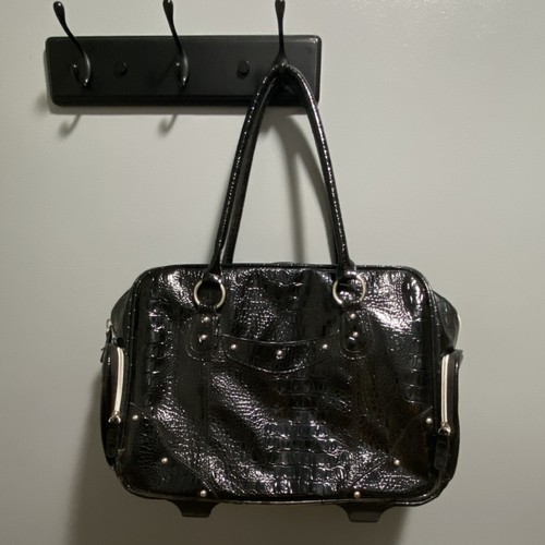 Black Patterned Wheeled computer or carry-On Bag with Telescopic Handle
