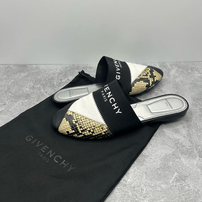 Givenchy Bedford Leather Snakeskin Black Flat Mules Size 36.5 Slide Slip On