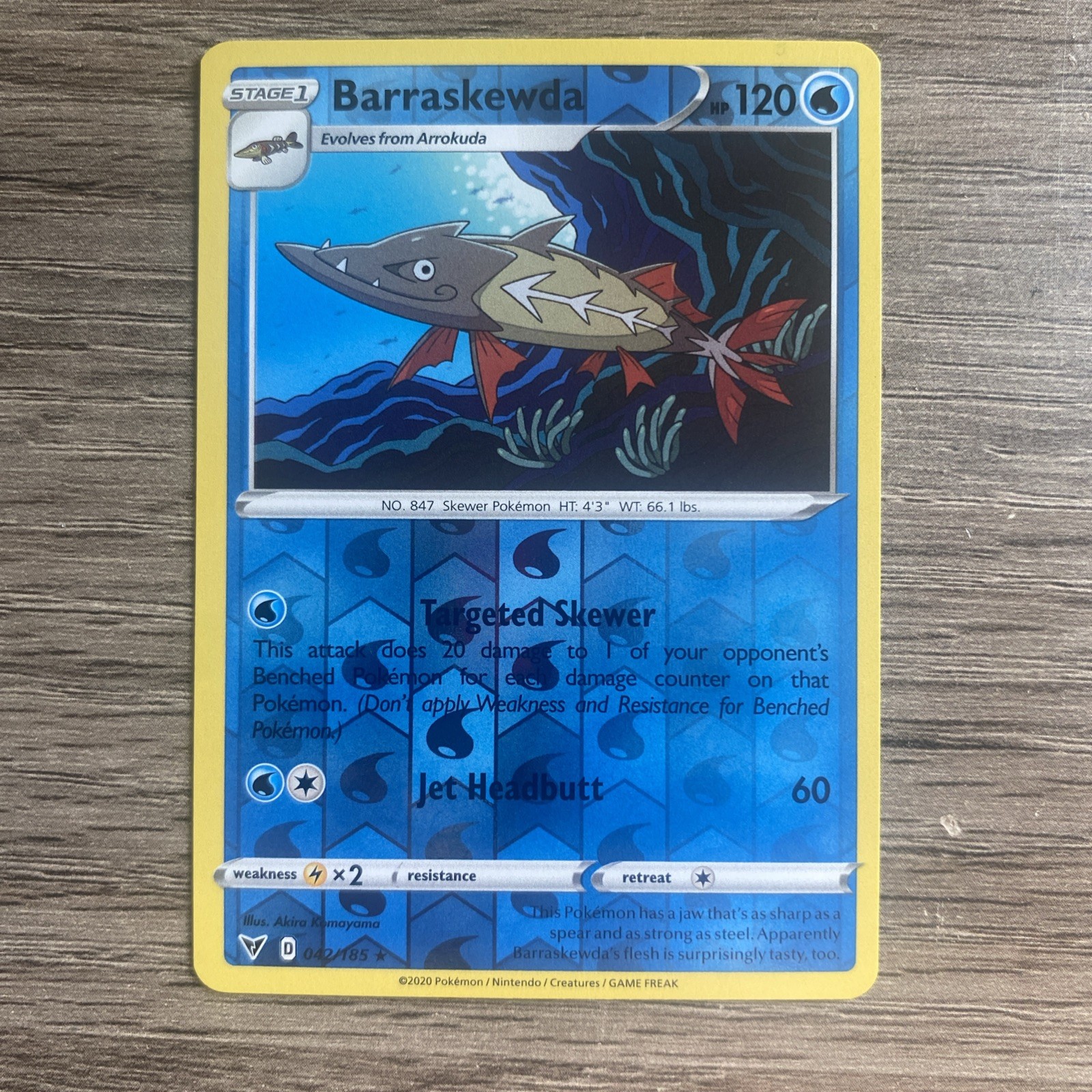Barraskewda 42/185 Vivid Voltage Reverse Holo Rare Pokemon Card Pokémon TCG
