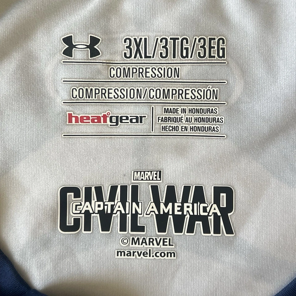 Under Armour Alter Ego Captain America Civil War Compression Shirt 3XL HeatGear - Image 4 of 4