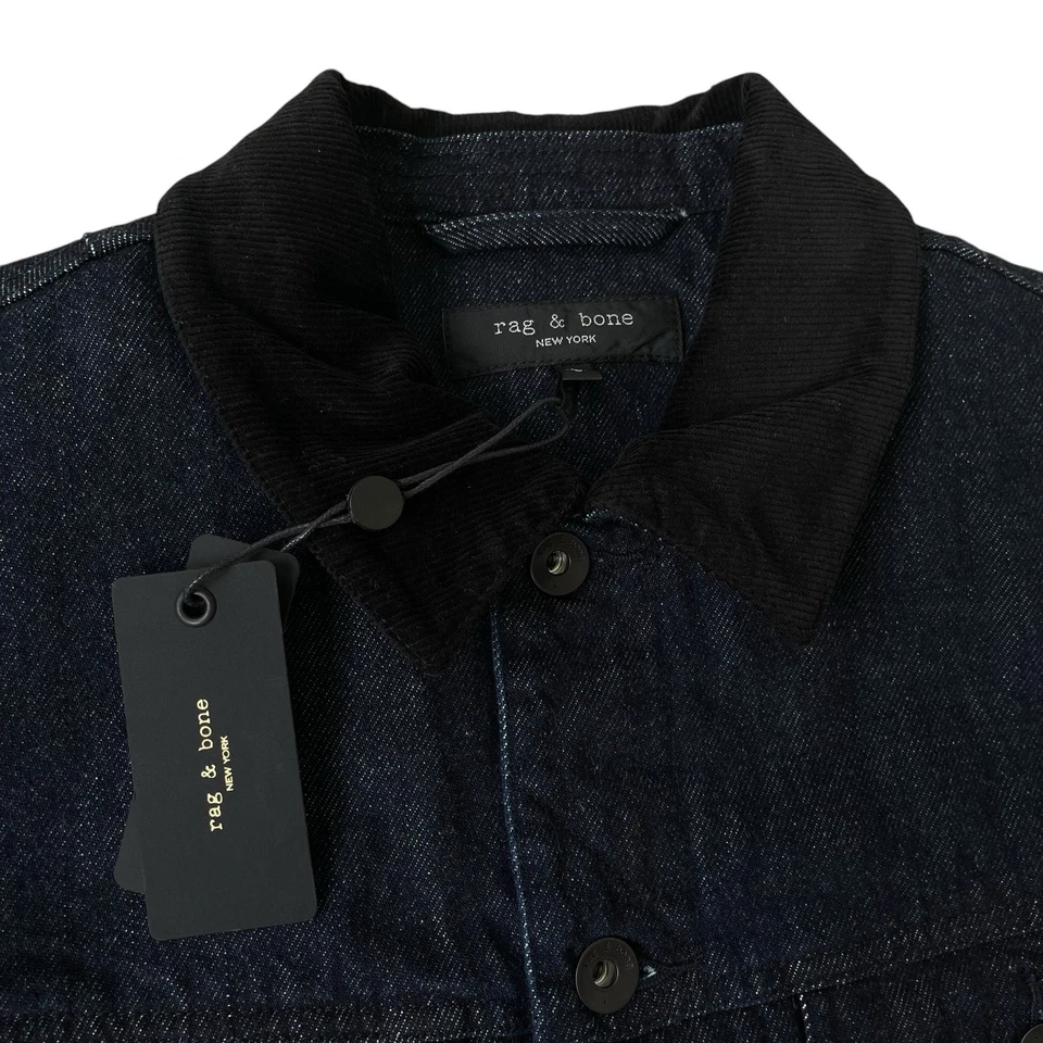 Rag & Bone Men's Eli Lined Denim Trucker Jacket Indigo Size Large $495 - Image 4 of 4