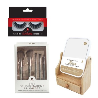 Pursonic Glamour Essentials Bundle: 5pc Studio Makeup Brush Set + False Eyelashe