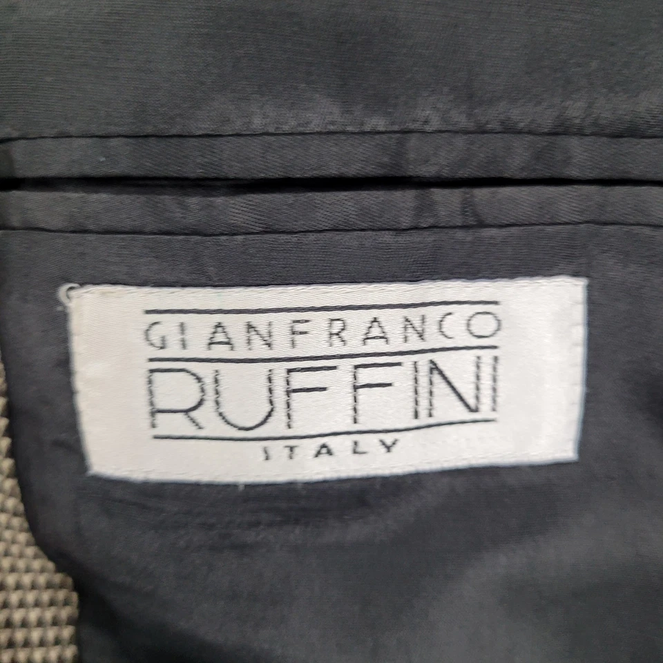 Blazer Abrigo Deportivo Gianfranco Ruffini Italia Negro Beige Lana Worsted Talla 42R Foto 3 de 4