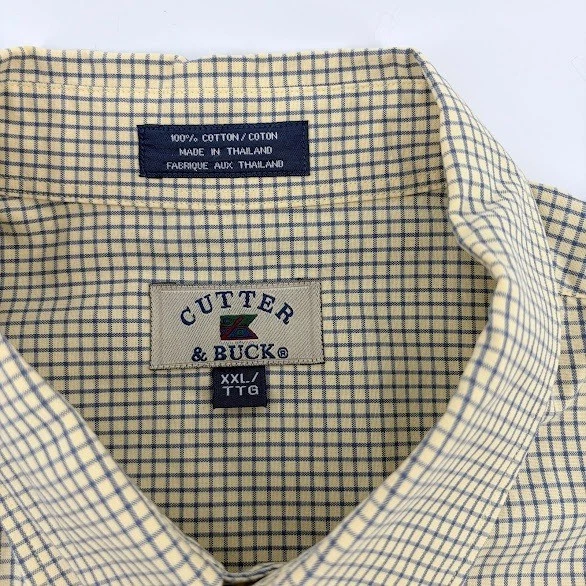 Cutter and Buck  Button Down Short Sleeve Shirt mens XXL yellow plaid  Casual - Image 3 of 4