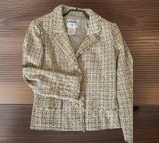 CHANEL 04P TWEED CC LOGO BUTTON BLAZER JACKET FR40 US8