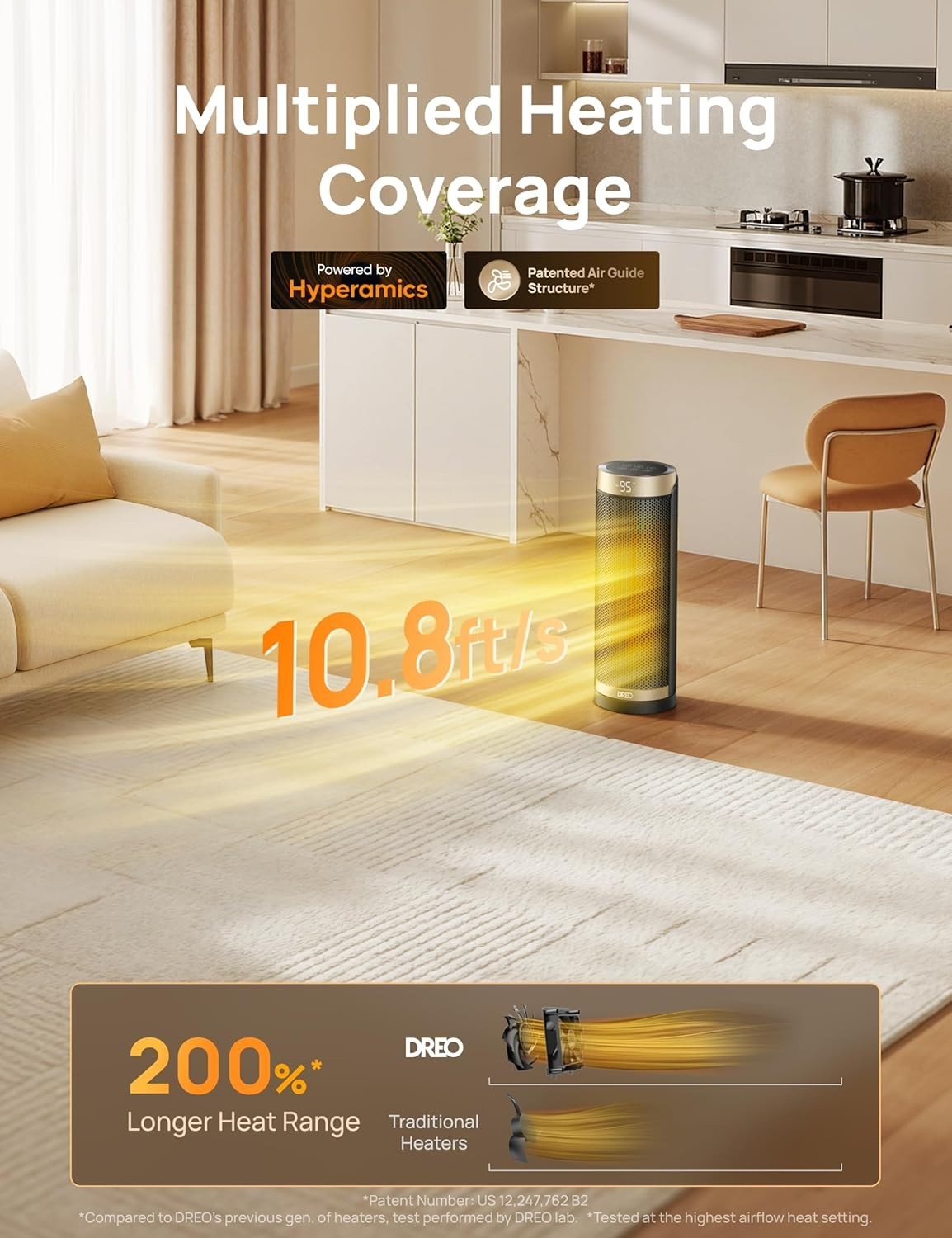 Dreo DR-HSH003 Gold Energy Efficient Fast Heating 1500W Portable Space Heater