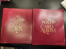 2-Used Empty Vintage Vinyl Loose Leaf Postcard Binders.Refillable. 70 pgs. Total