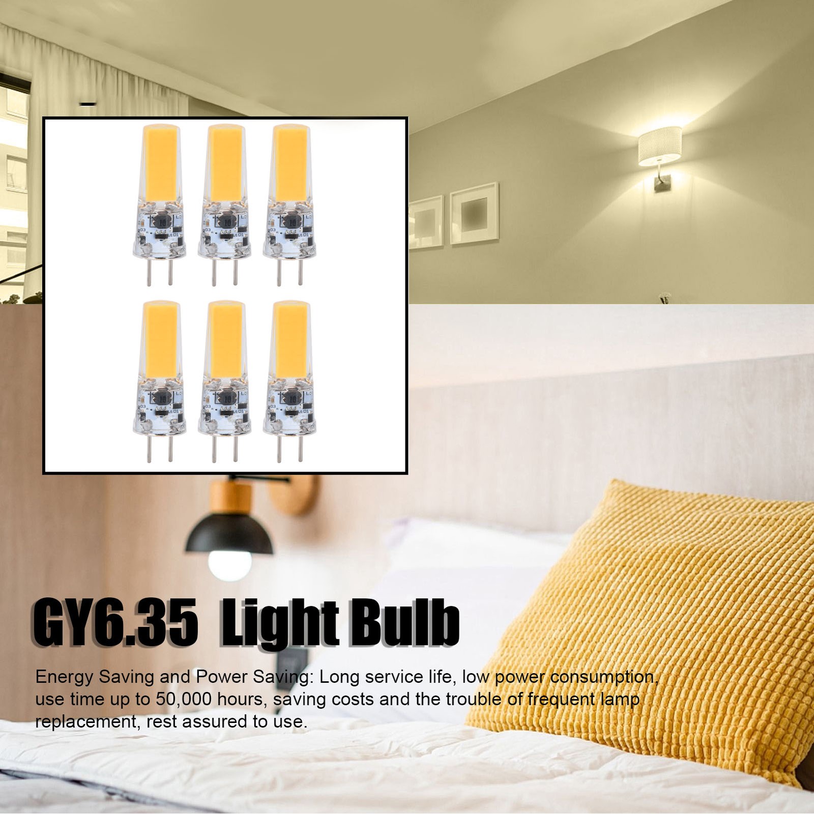 Warm White 6PCS GY6.35 Bulb 5W COB Light Bulb 500lm Silicone Ceiling Lamp Bu BL