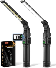 2Pack Magnetic Work Light, All Aluminum & 1500 High Lumens Rechargeable Work Lig