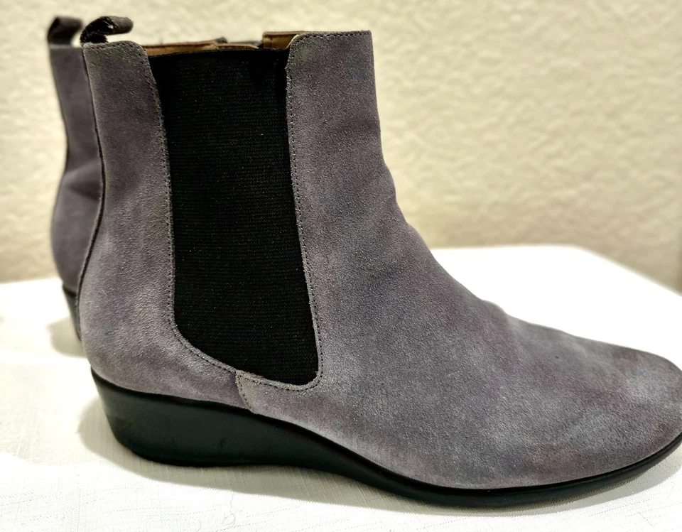 Botas/bota de tornozelo Aerosoles Alisa cinza camurça salto cunha tamanho 7.5 casual - Imagem 3 de 4