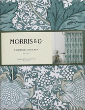 William Morris Fabric Shower Curtain Kennet Teal Green 72"x72" Farmhouse Chic