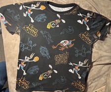 Looney Tunes Space Jam Tune Squad Shirt Kids 17  Chest Marvin Bugs Taz Black