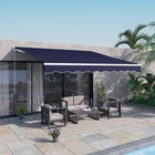 Outsunny 12' x 10' Electric Retractable Awning w/ Remote Controller, Dark Blue